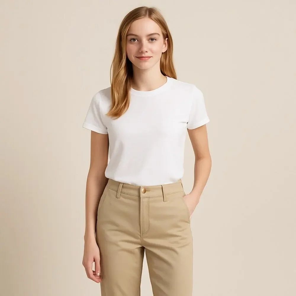 Lauren Ralph Lauren Sz 4 Woman Khaki Chino Straight Pants Cotton Classic Preppy